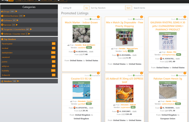 DrugHub Darknet market interface screenshot